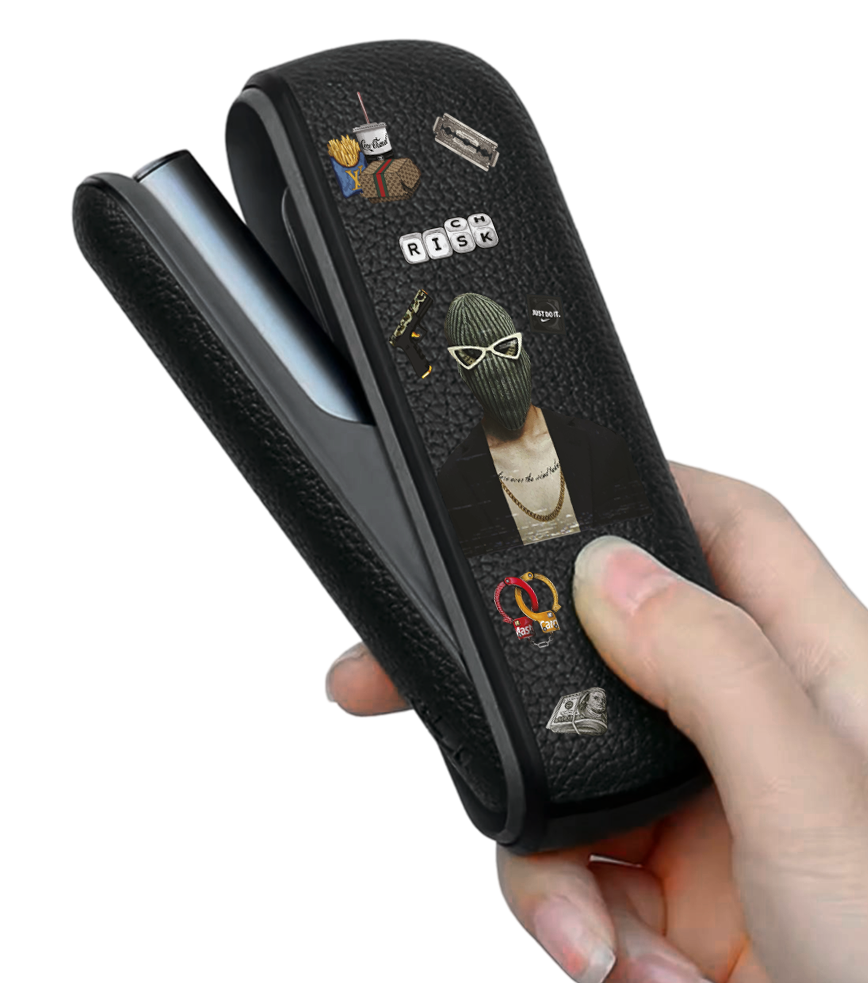 Чохол з боковою панеллю з екошкіри для IQOS ILUMA з принтом Rich risk