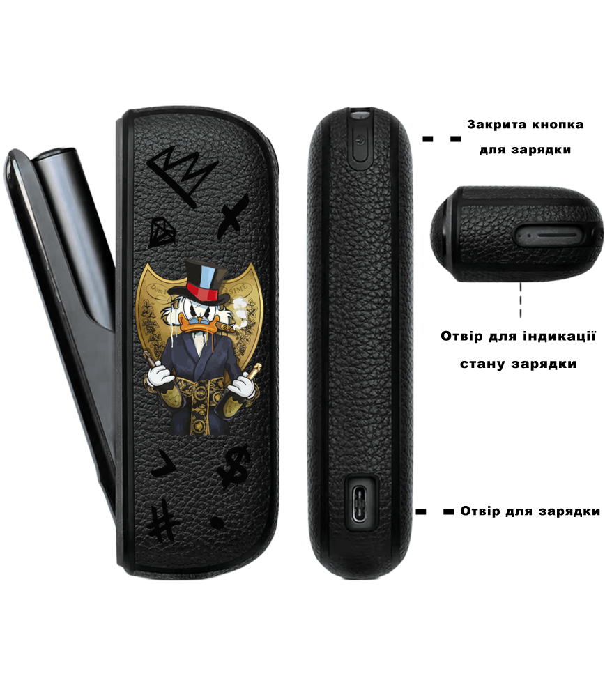 Чохол з боковою панеллю з екошкіри для IQOS ILUMA з принтом Scrooge