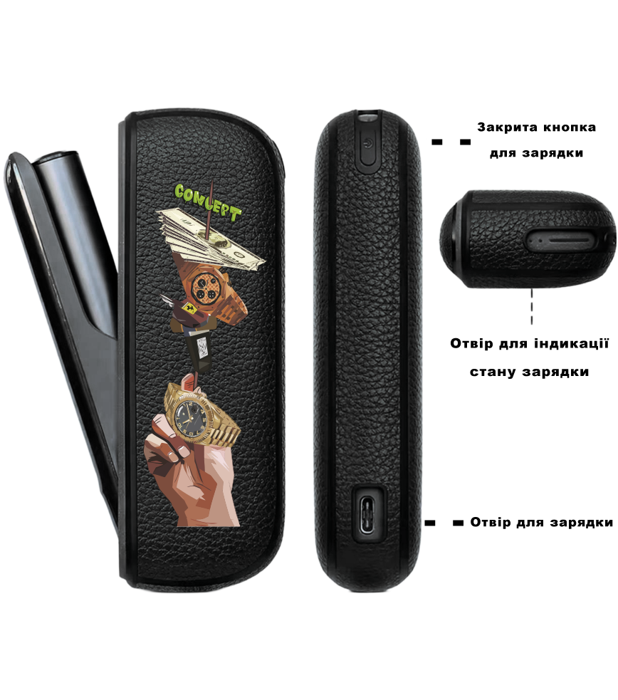 Чохол з боковою панеллю з екошкіри для IQOS ILUMA з принтом Kebab