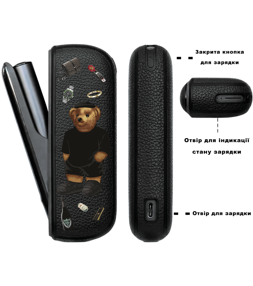 Чохол з боковою панеллю з екошкіри для IQOS ILUMA з принтом Bear Tema