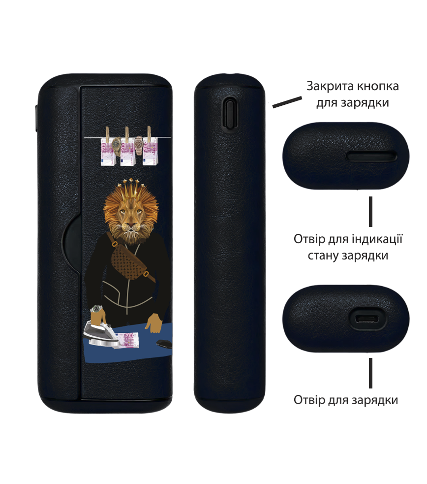Чохол з боковою панеллю з екошкіри для IQOS ILUMA PRIME з принтом Money Laundering