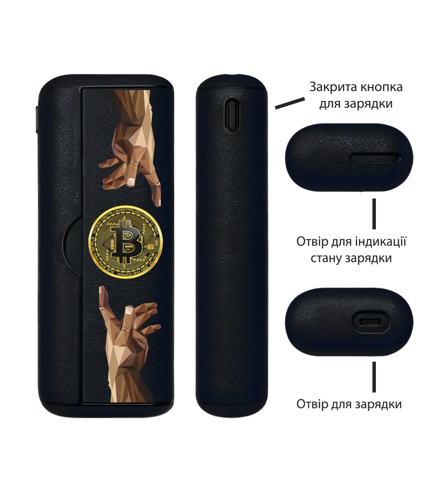 Чохол з боковою панеллю з екошкіри для IQOS ILUMA PRIME з принтом Hands Bitcoin