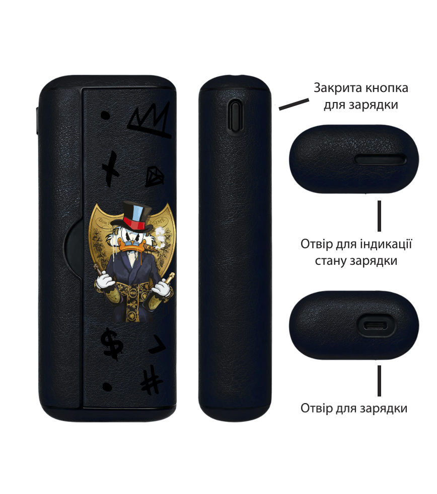 Чохол з боковою панеллю з екошкіри для IQOS ILUMA PRIME з принтом Scrooge