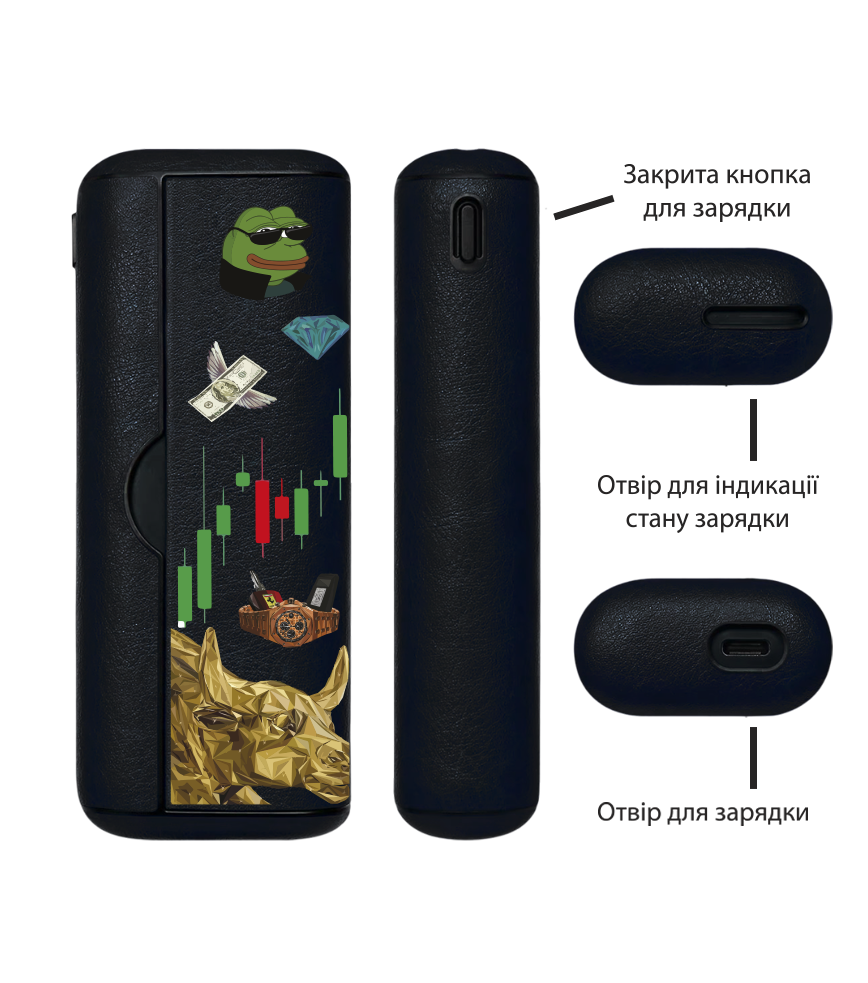 Чохол з боковою панеллю з екошкіри для IQOS ILUMA PRIME з принтом Crypto