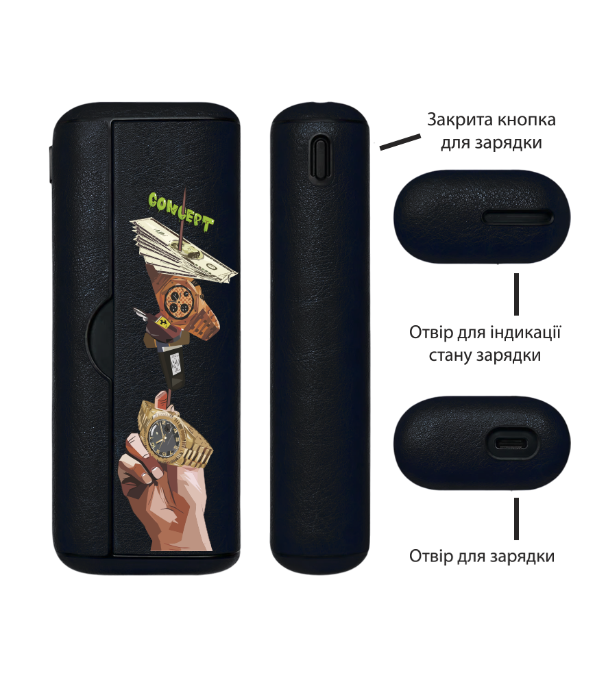 Чохол з боковою панеллю з екошкіри для IQOS ILUMA PRIME з принтом Kebab