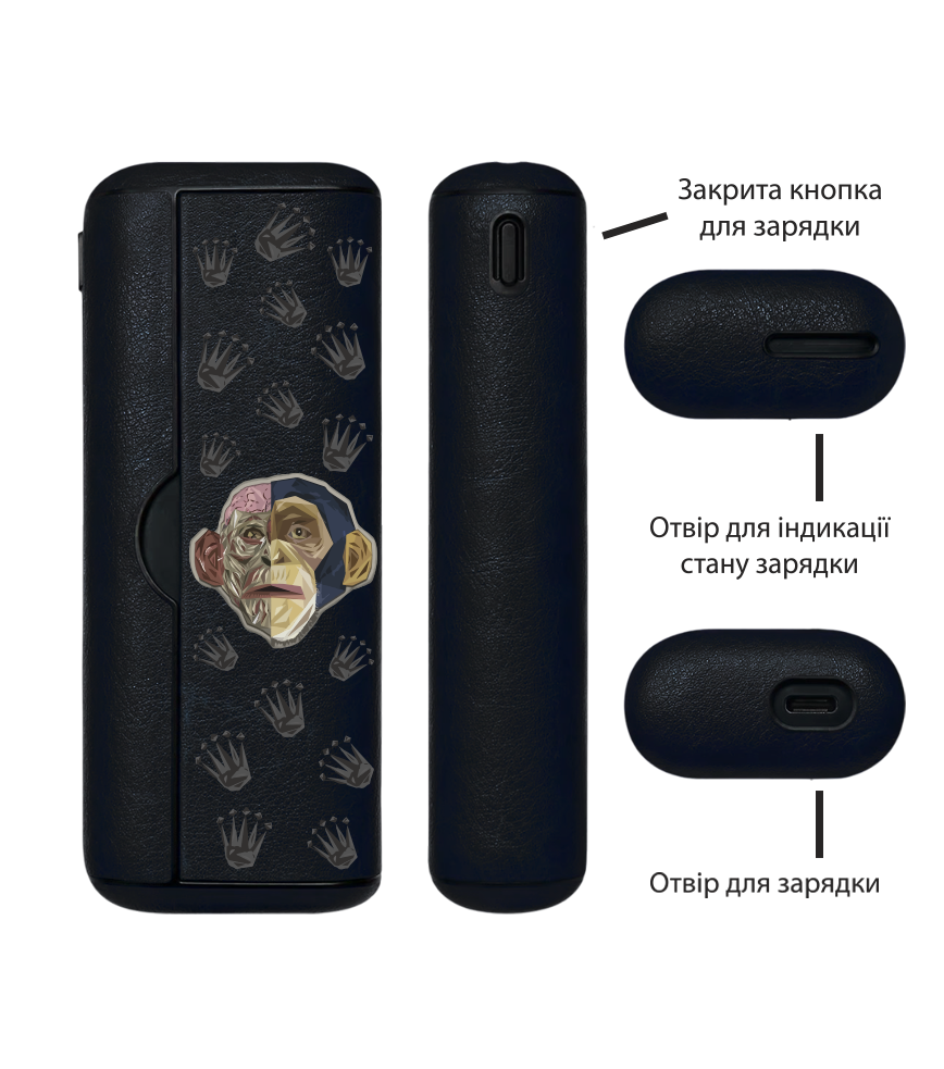 Чохол з боковою панеллю з екошкіри для IQOS ILUMA PRIME з принтом Monkey Skull