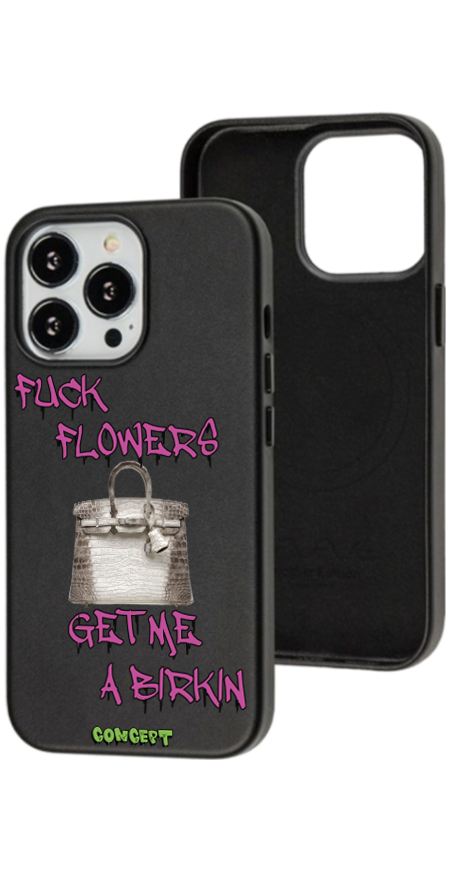 Чохол з принтом Fuck flowers get me a birkin (rose) для iPhone 15 | 15 Plus | 15 Pro | 15 Pro Max