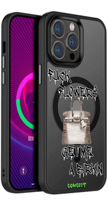Чохол з принтом Fuck flowers get me a birkin (black) для iPhone 13 | 13 Mini | 13 Pro | 13 Pro Max