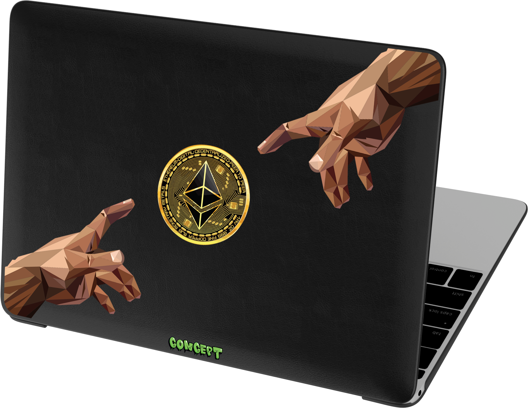Шкіряний чохол-накладка з принтом Hands Ethereum для MacBook Pro 14 (2021-2024 M1 M2 M3)