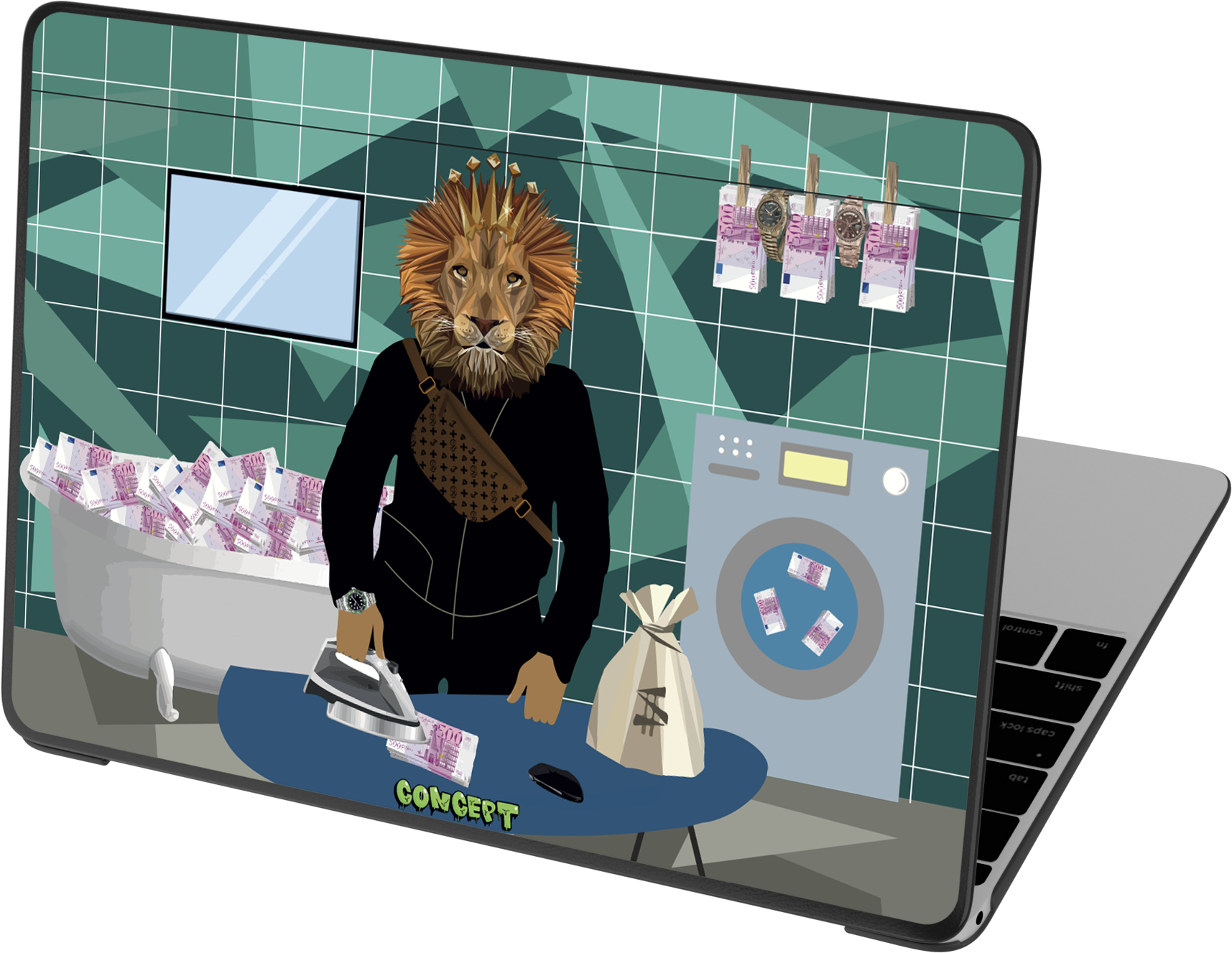 Шкіряний чохол-накладка з принтом Money Laundering для MacBook Air 13.6 (2022 M2)