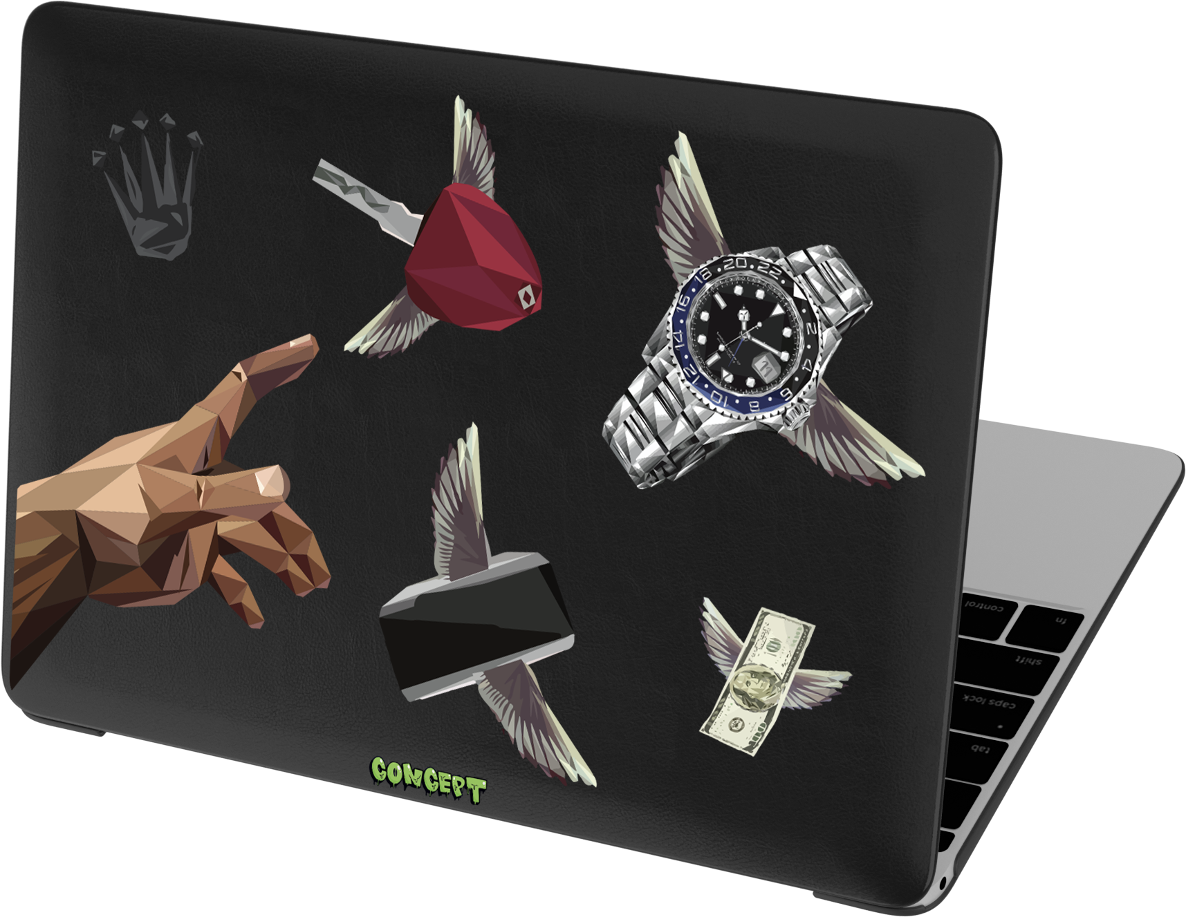 Шкіряний чохол-накладка з принтом Hands Luxury для MacBook Pro 14 (2021-2024 M1 M2 M3)