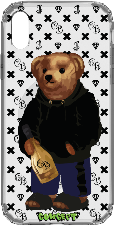 Чохол з принтом Bear Champange для iPhone X | XS | XR | XS Max